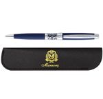 Ручка шариковая Manzoni Venezia синяя, объёмный стержень, поворотная, кожаный чехол