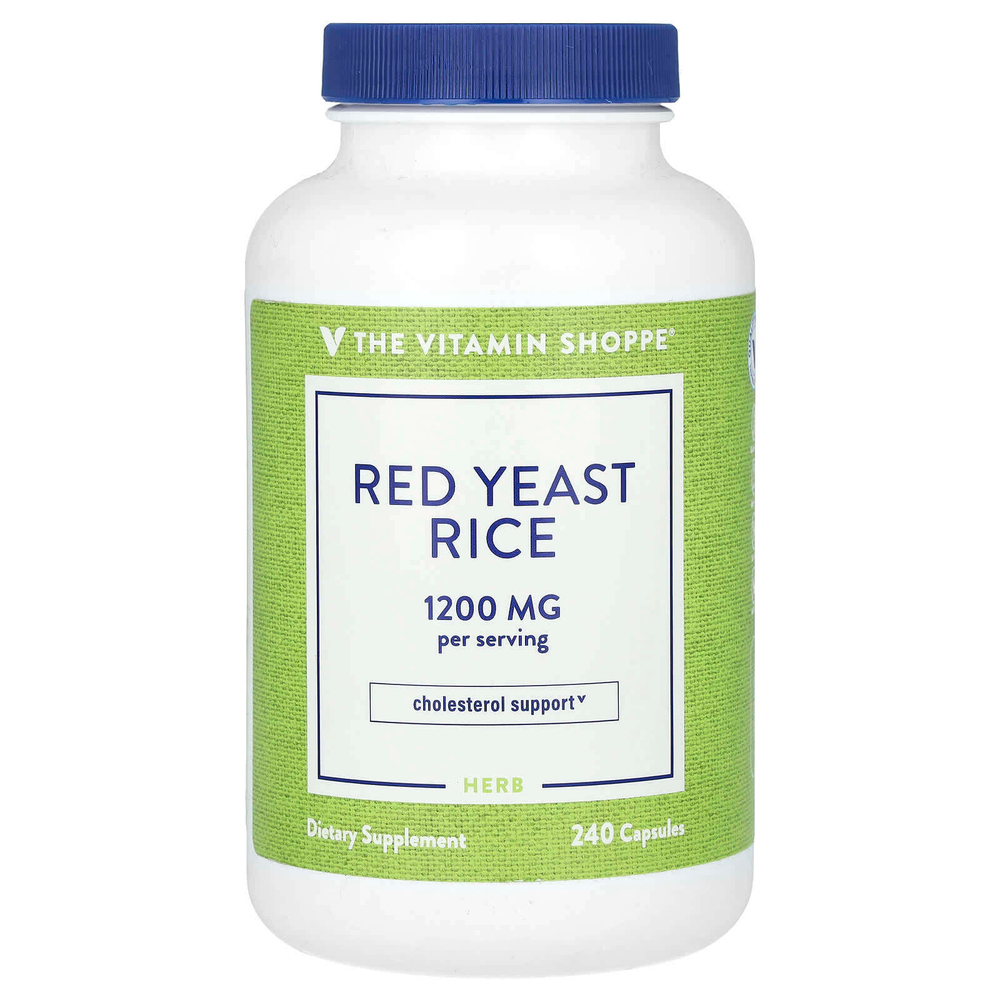 The Vitamin Shoppe, красный ферментированный рис, 1200 мг, 240 капсул (600 мг в 1 капсуле)