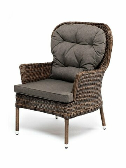 Алиса, кресло плетеное, цвет коричневый с подушками