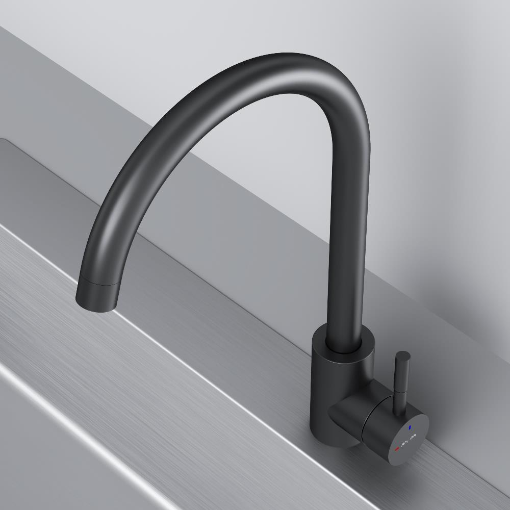 Смеситель для кухни с С-изливом, черный AM.PM X-Joy S F85B07122