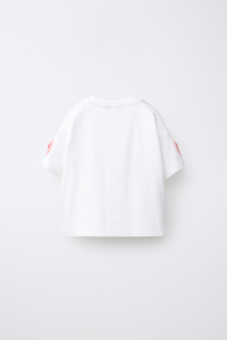 ZARA ФУТБОЛКА С КРУЖЕВОМ, БЕЛЫЙ