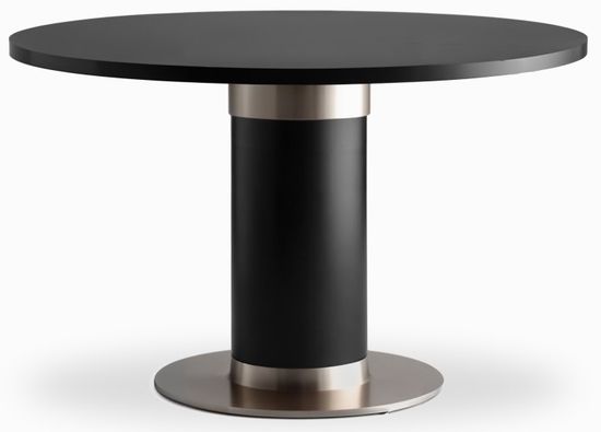 Обеденный стол Tru диаметр 120 черный, сталь нержавеющая и шпон дерева