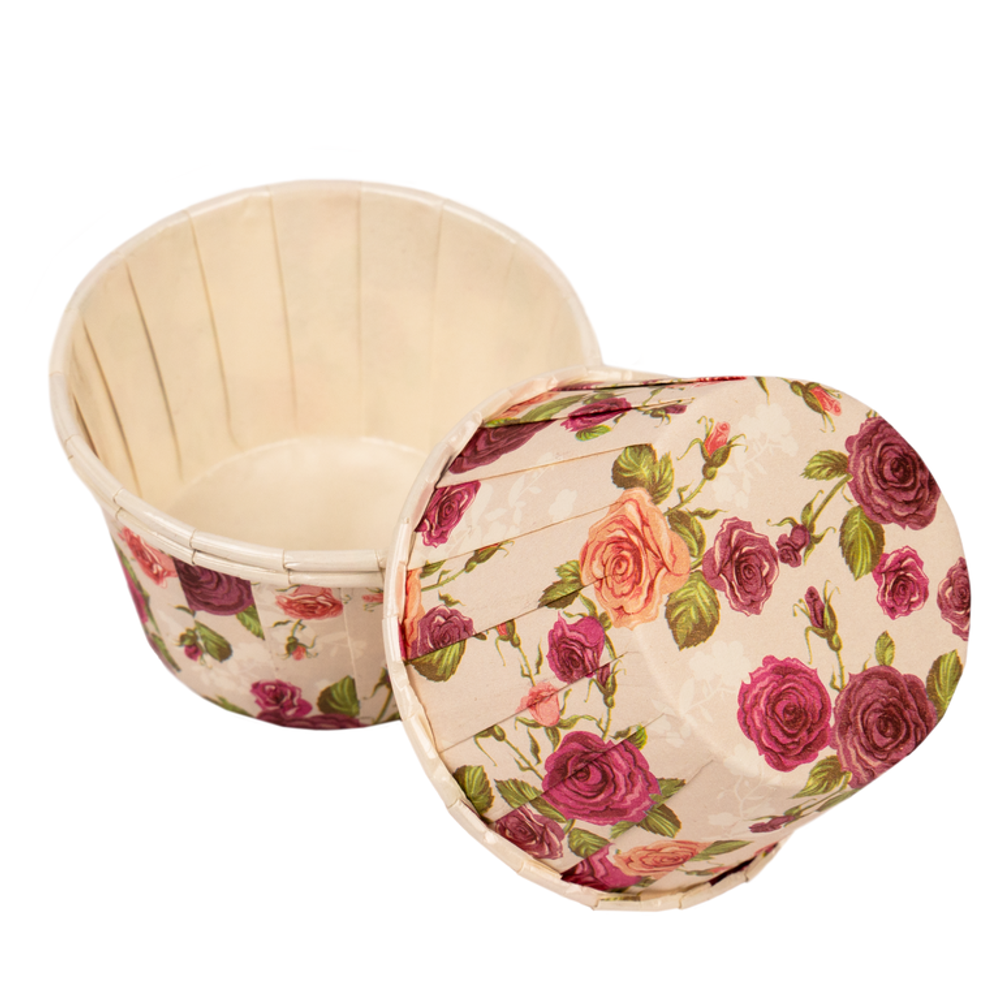 Формы бумажные с ламинацией «Маффин» 50х40 мм (Дикие розы) 100 шт