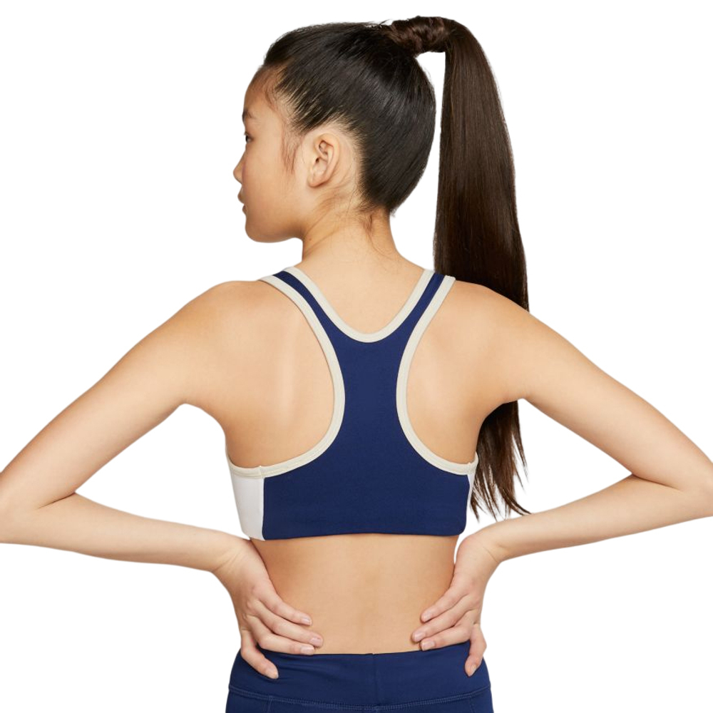 Топ для девочки теннисный Nike Bra Classic Veneer NSW G - light orewood brown/blue void/white/fire pink