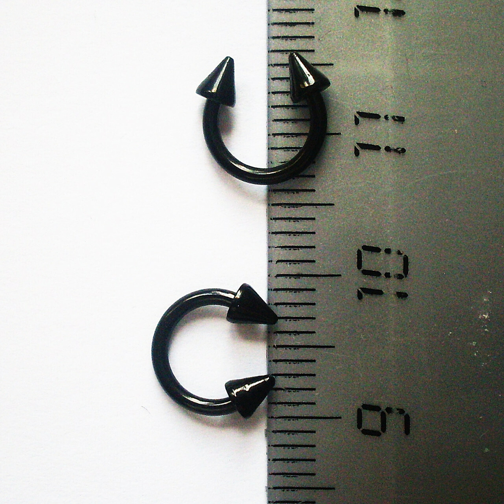 Подкова для пирсинга с конусами 3 мм, диаметр 6 мм, толщина 1,2 мм. Сталь 316L, титановое покрытие