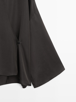 Massimo Dutti Рубашка из струящейся ткани внахлест, черный