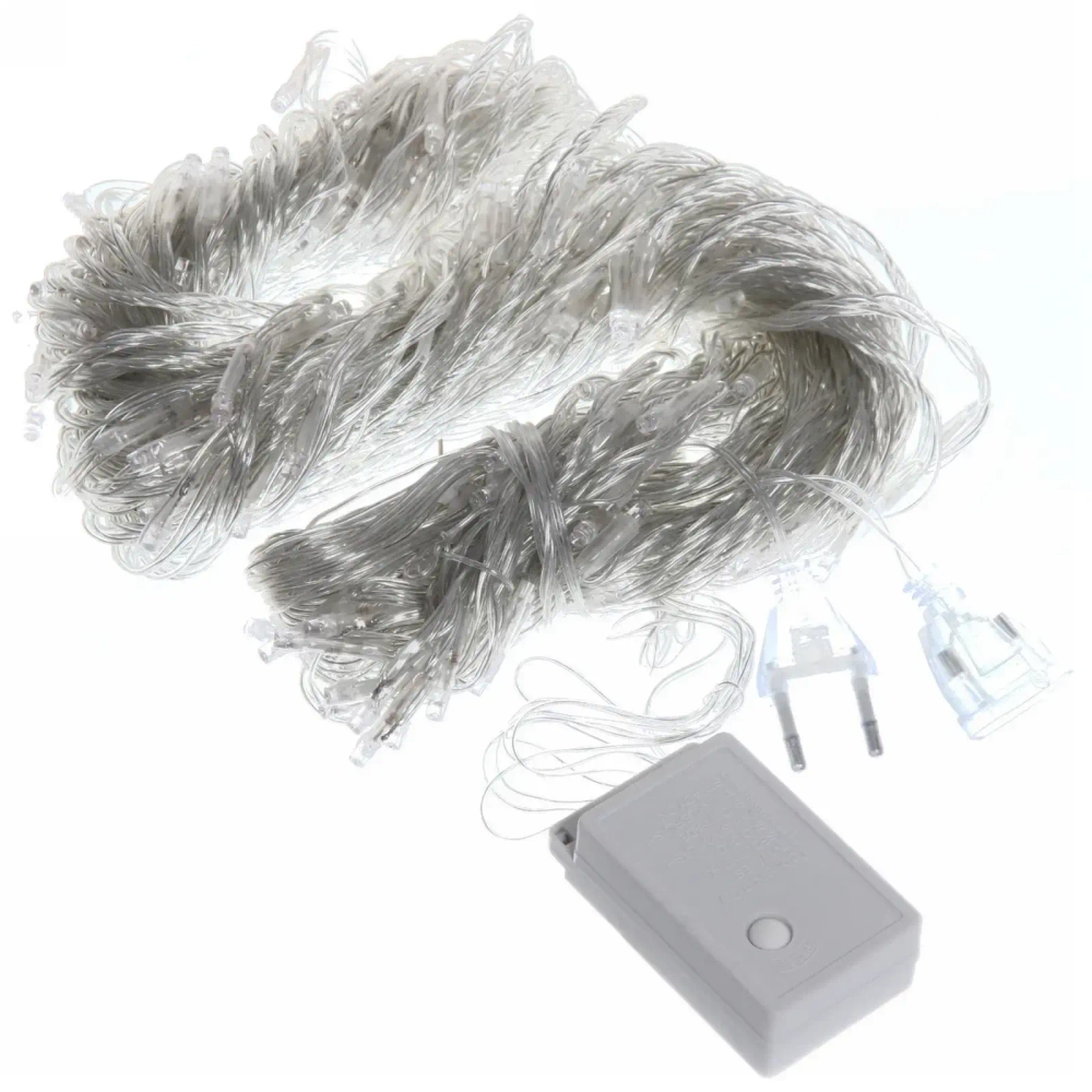 Гирлянда для дома ЗАНАВЕС «Водопад» ш3,0* в2,5 м 360 ламп LED, прозрач.пров, 8 реж, IP-20, Мультицвет (возможность соединения)