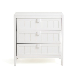 Комод 86x50x90, Карлос, с 3 ящиками для одежды, массив сосны, белый, Dipriz