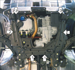 Усиленная защита Motodor картера двигателя, кпп. 5 мм, алюминий. для Honda CR-V III 2006-2009,Honda CR-V III 2009-2012 арт.30803