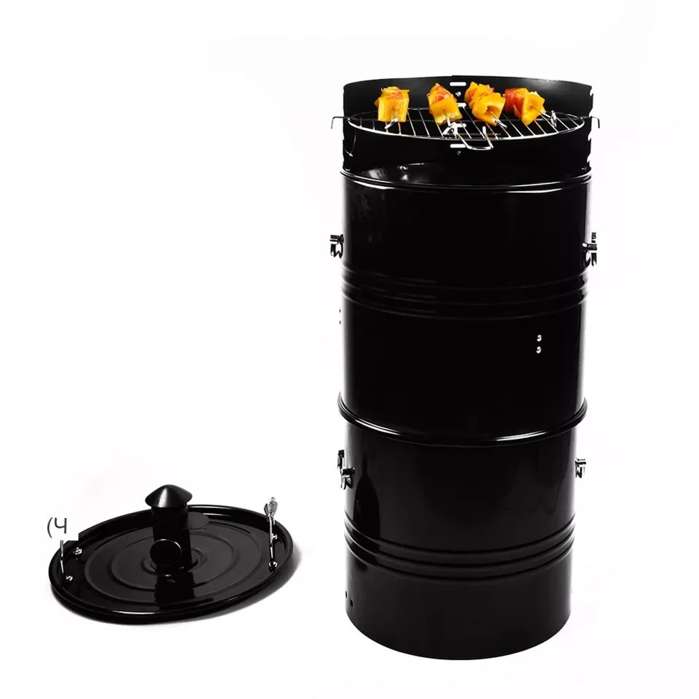 Многофункциональный угольный гриль-коптильня Multi-function drum Smoker BBQ grill чаша для огня 50*50*8см