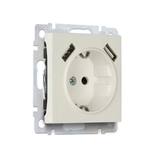 Розетка Smartbuy с заземлением и 2-мя USB 16А "Нептун" (SBE-05i-16-S1-USB), бежевый