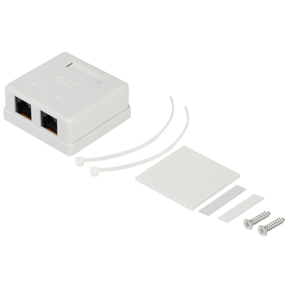 Розетка компьютерная RJ-45 ЭРА RJ02UN категория 5е неэкранированная 2-порта упаковка 30 шт