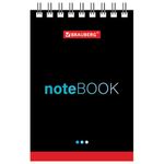 Блокнот МАЛЫЙ ФОРМАТ (75х105 мм) А7, 40 л., гребень, картон, клетка, BRAUBERG, "Черный стиль", 129855