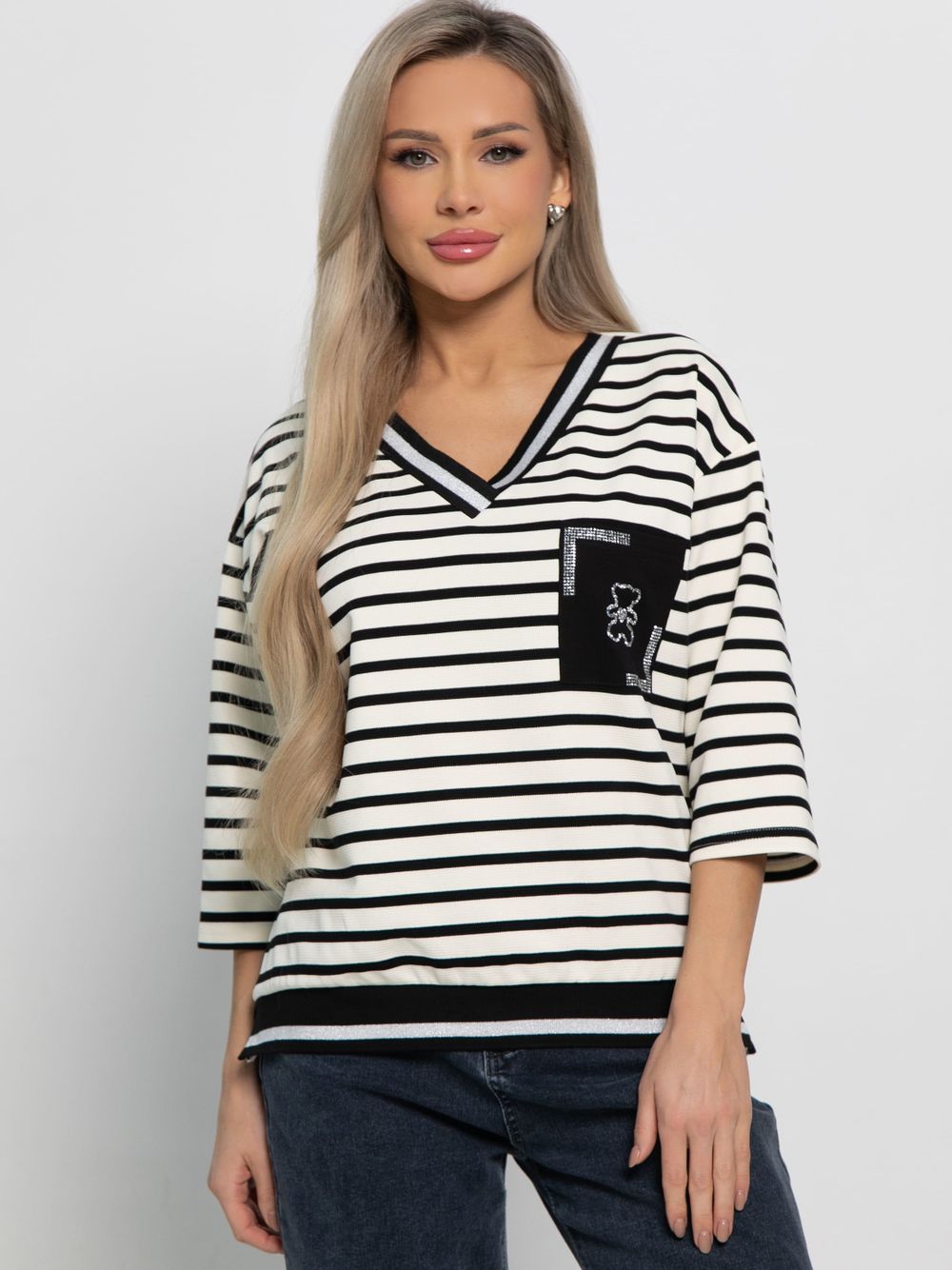 Блуза Элайза (бежево-черная) Б15131-18М LT Collection