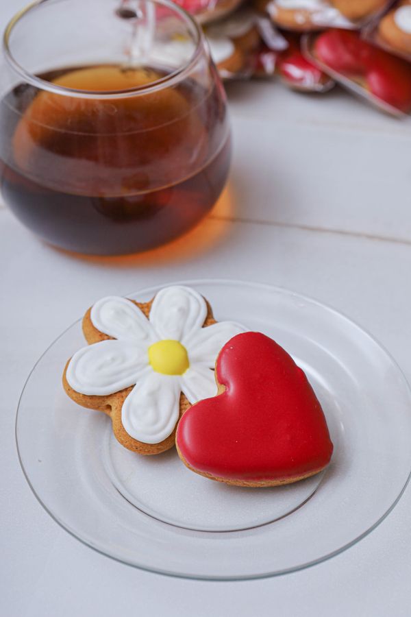 Букет из пряников сердечки и ромашки (21 пряник)