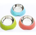 Миска пластиковая с металлической чашкой «Классик» 16*5см цвет розовый