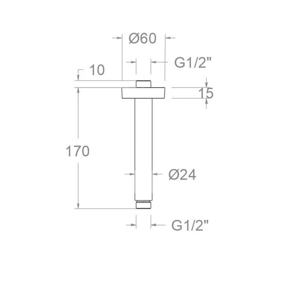 Кронштейн тропического душа потолочный круглый 150мм BV1502GR графит