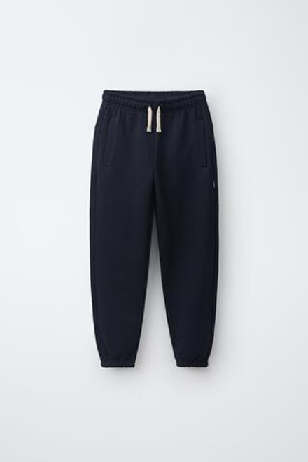 ZARA ОДНОТОННЫЕ БРЮКИ-ДЖОГГЕРЫ С НАШИВКОЙ, МОРСКОЙ СИНИЙ