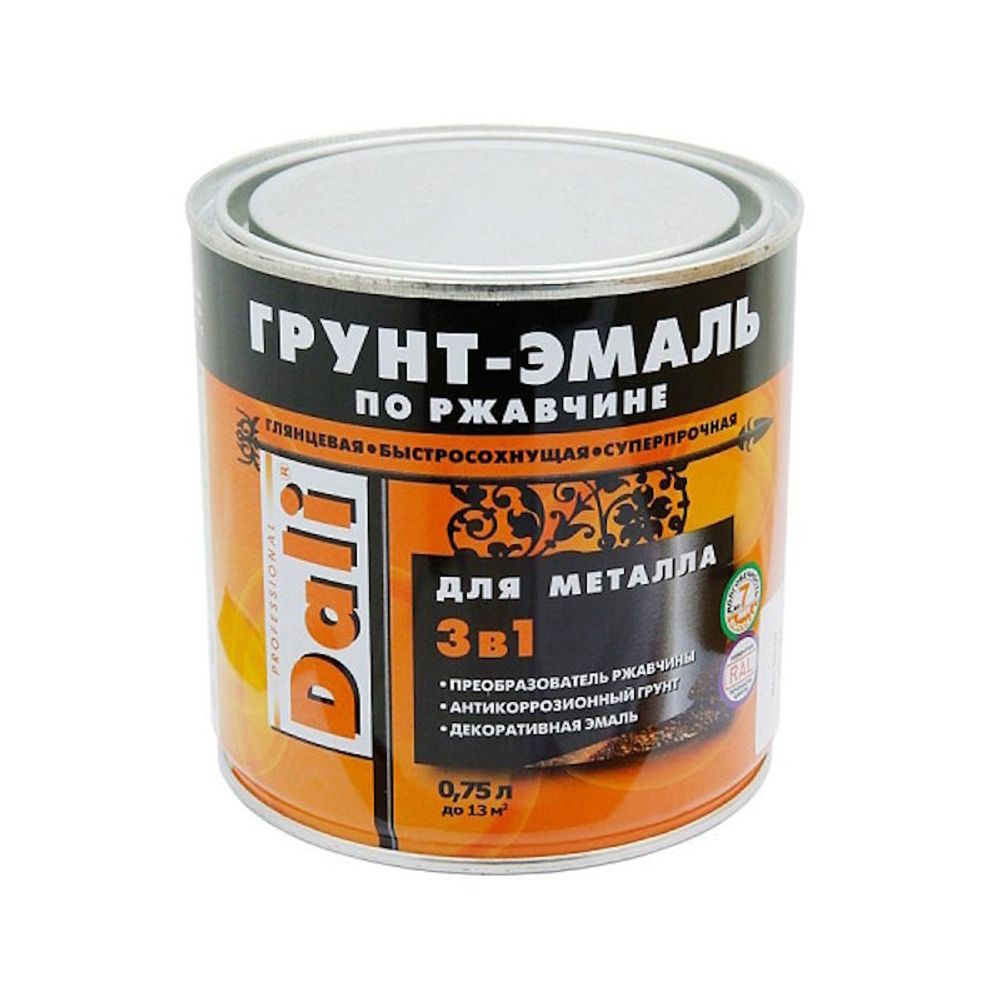 Эмаль-грунт по ржавчине 3в1 DALI  RAL 6029 зеленая  0,75л (Рогнеда)