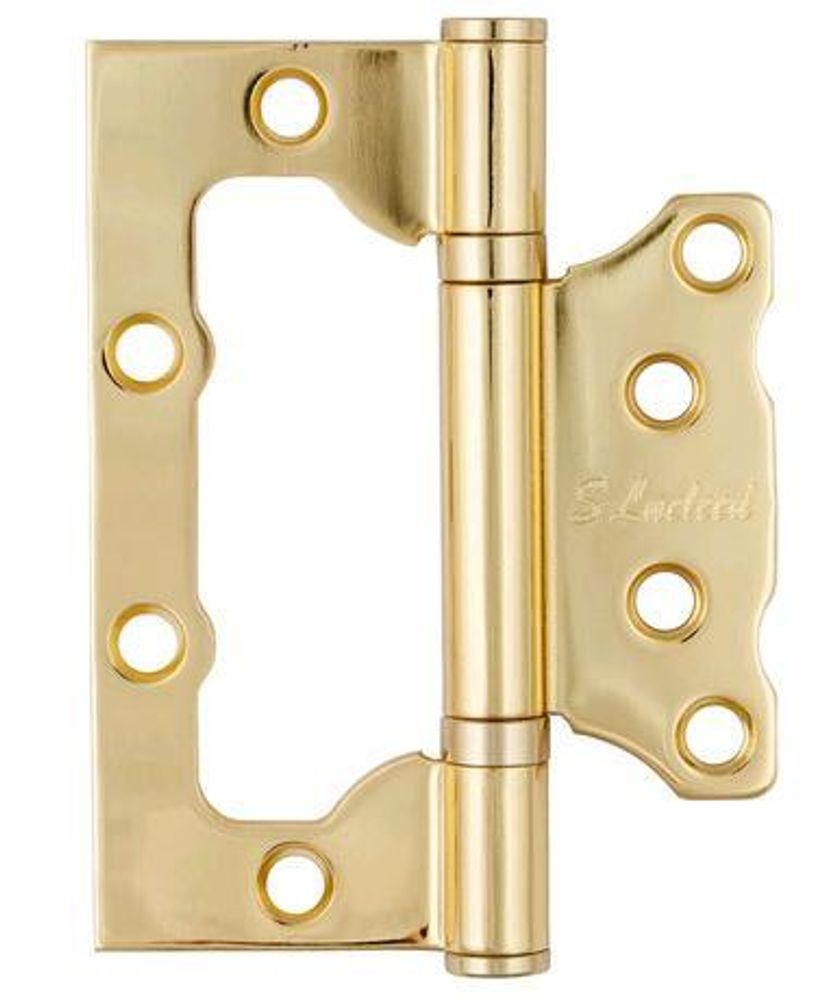Петля  БЕЗ ВРЕЗКИ  S-Locked накл. B PB(G)  золото (цена за 2шт) 100*75* 2,5мм / 120320