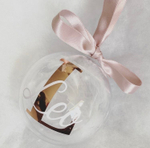 Елочный шар прозрачный с перьями Rose Gold