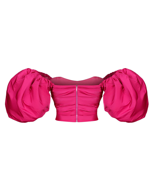 Блуза корсетного типа из тафты c объемными рукавами