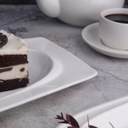 Блюдо прямоугольное 25*14,8 см h2,2 см с бортом Asymmetry белое фарфор NEW P.L. [5]