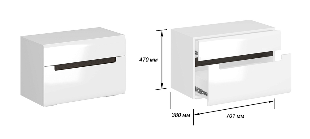 Тумба вешалки Стокгольм белый/белый глянец