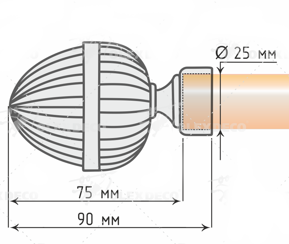 Наконечники "Одеон" d25 мм, цвет золото глянец