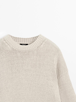 Massimo Dutti Свитер из смесового льна, бежевый