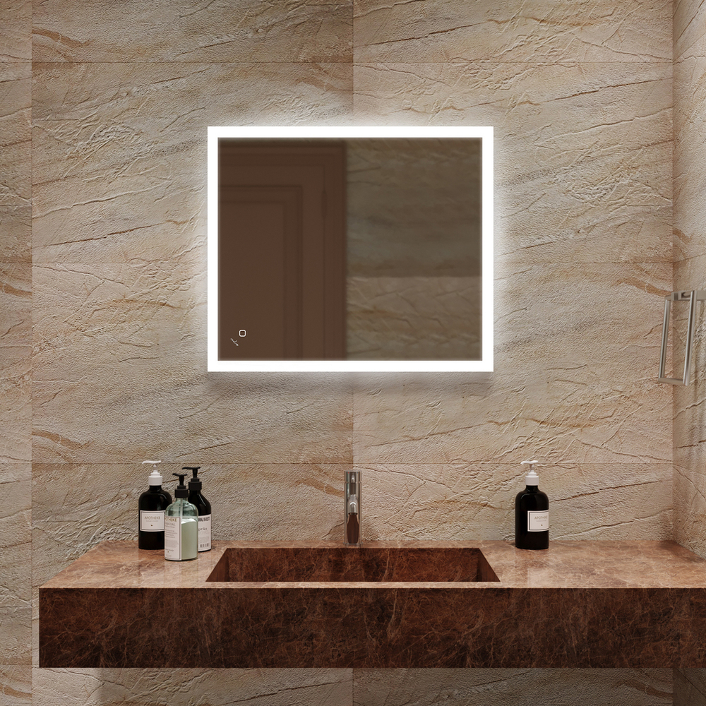 Зеркало MIXLINE "Норма" ЭКОНОМ 600*700 (ШВ) сенсорный выкл, светодиодная подсветка, универс.крепеж