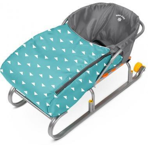 Сиденье д/санок С ТРЕУГОЛЬНИКАМИ бирюзовое с чехлом д/ног универсальное ССЗ/2