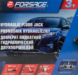 Домкрат подкатной гидравлический двухпоршневой 3т (h min 85мм, h max 430мм) Forsage F-T830018 HT