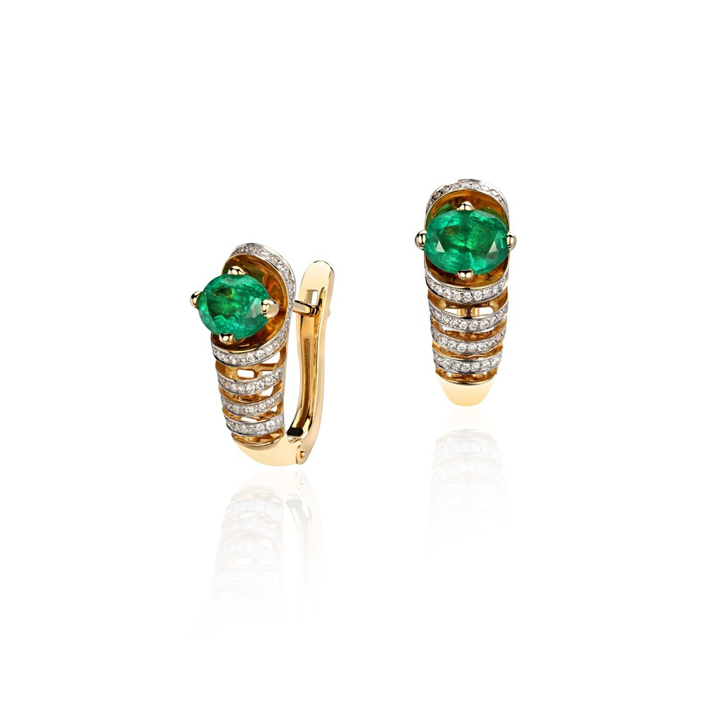 Серьги с бриллиантом  из желтого золота JA-S-643585-2