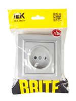 BRITE Розетка 1-местная без заземления без защитных шторок 10А в сб. РСР10-1-0-БрА алюминий IEK