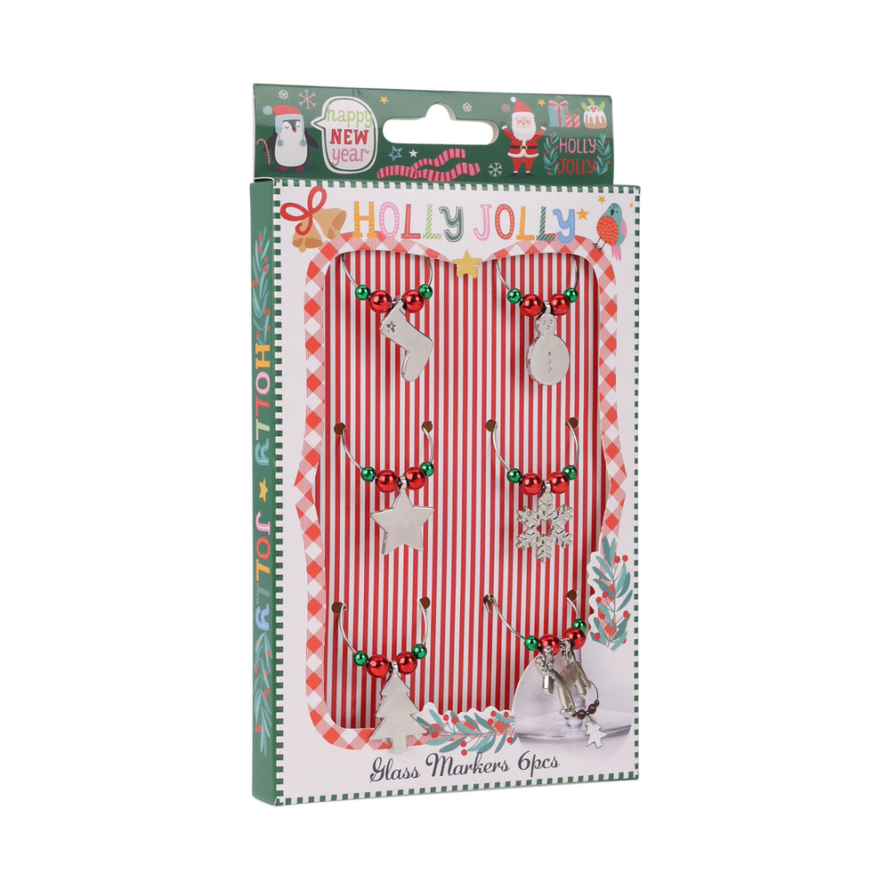 Набор новогодних маркеров для бокала из 6 шт