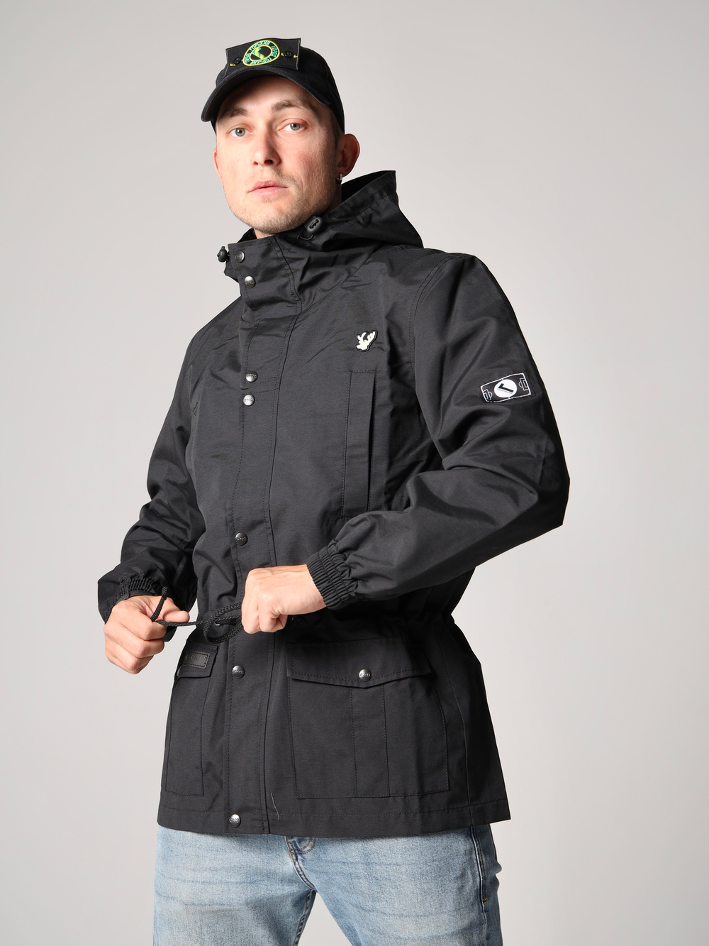 Парка мужская осень осенняя Город Горький черная желтый олень вышивка