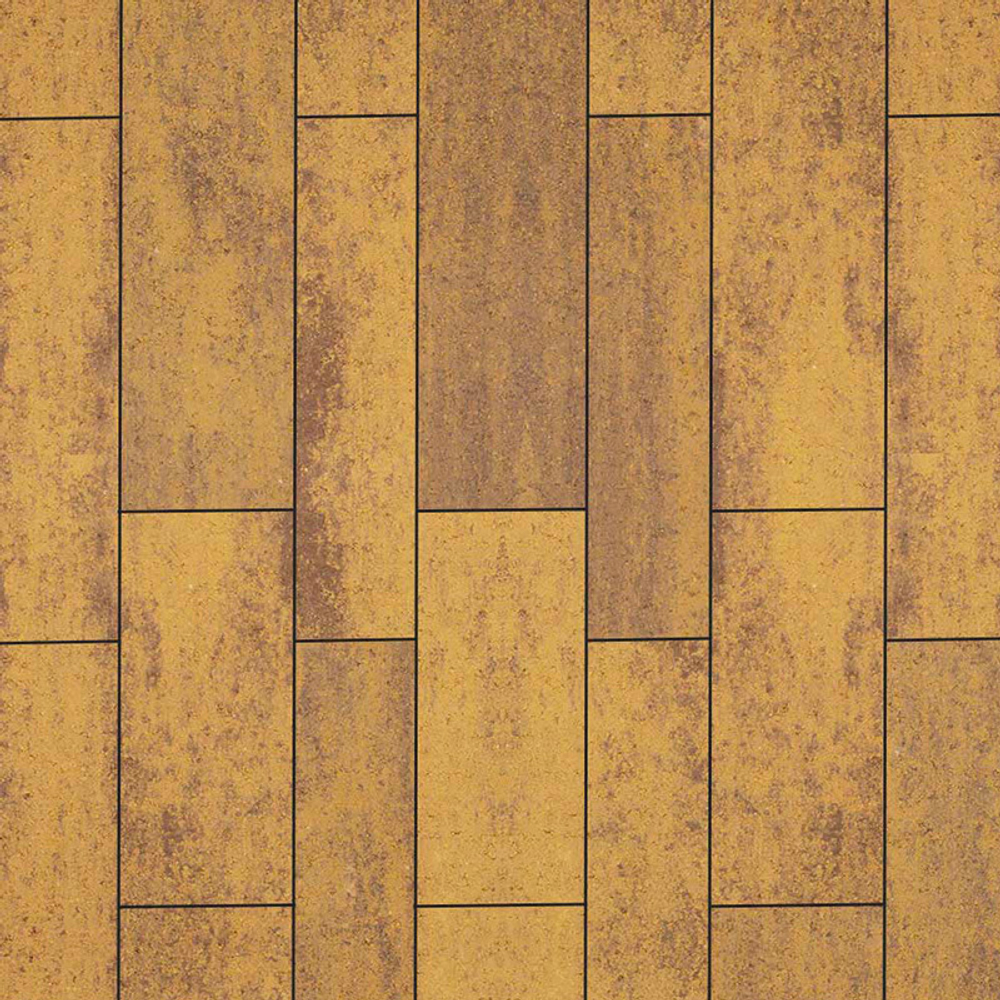 Тротуарная плитка ПАРКЕТ - Листопад гладкий Янтарь, комплект из 4 видов плит