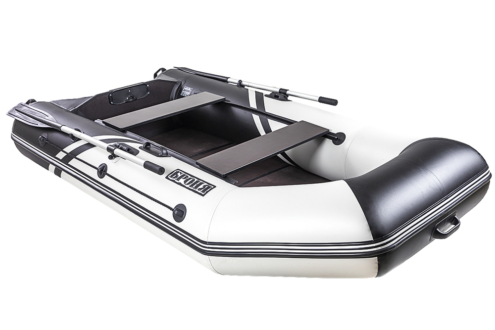 Броня-280 СК слань+киль белый-черный (лодка ПВХ под мотор с усилением)