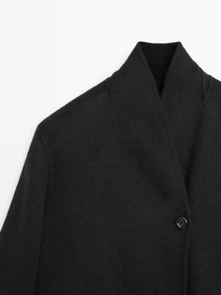 Massimo Dutti Пальто из смесовой шерсти, черный