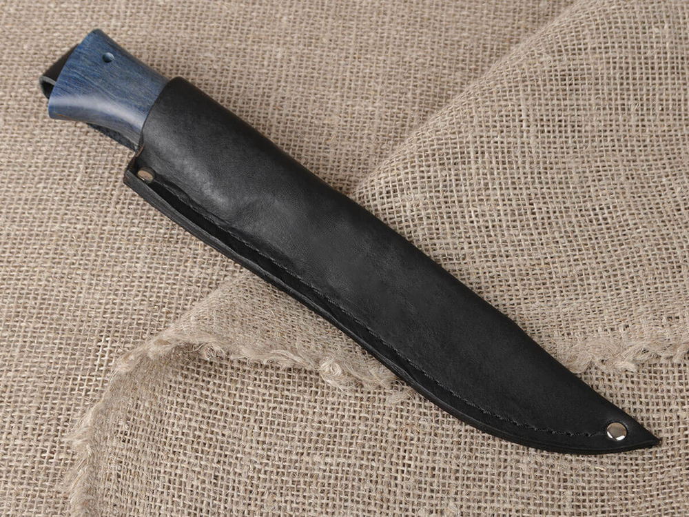 Нож "Щукарь", сталь Bohler N690, рукоять синяя стабилизированная береза