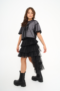 Футболка с сеткой укороченная, белая