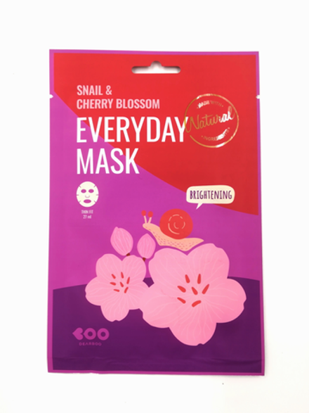 DEARBOO Маска для лица тканевая Экстракт муцина улитки и Цветов сакуры 27 мл