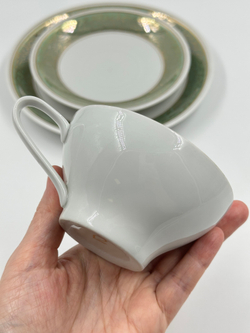 Чайное трио с зелёной каймой