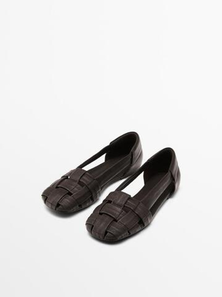 Massimo Dutti Кожаные сандалии, натуральный, коричневый