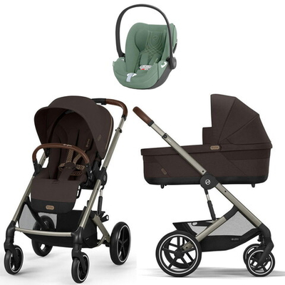 Коляска Cybex Balios S Lux TPE complete Cloud T Leaf Green Plus 3 в 1 Chocolate Brown с дождевиками