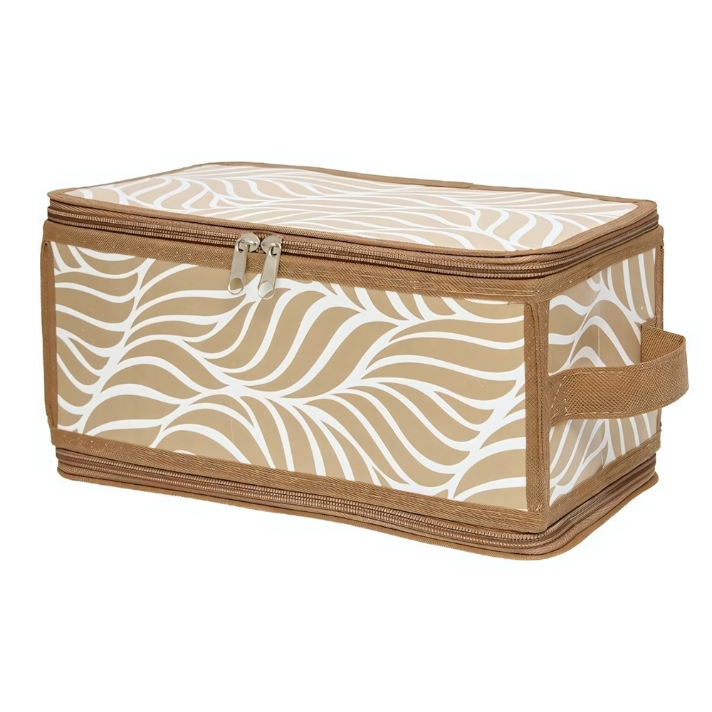Короб складной на молнии "Листья", Д300 Ш150 В150, бежевый