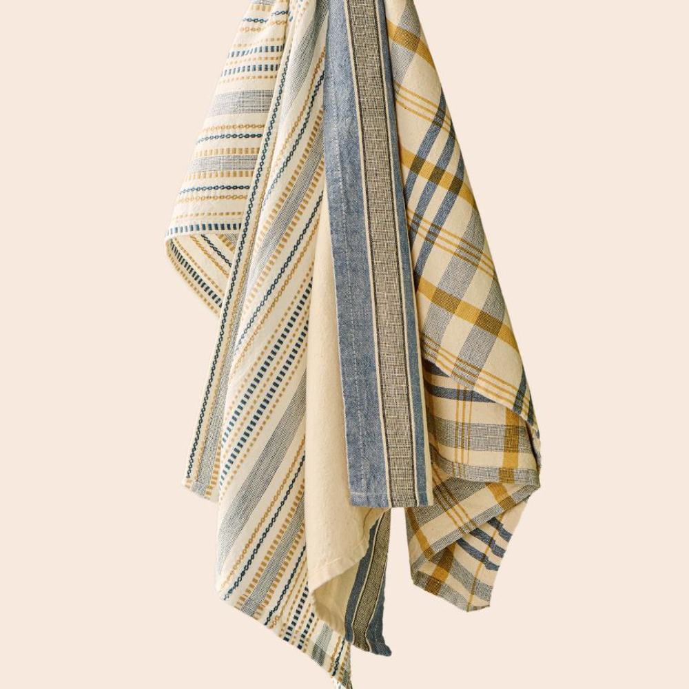 Кухонное полотенце Celine white blue and beige woven pattern