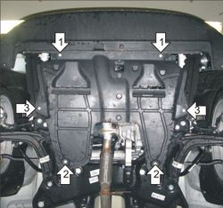 Защита картера Двигателя, КПП. 2 мм, Сталь. для FIAT 500 2007-2016 MOTODOR.00618