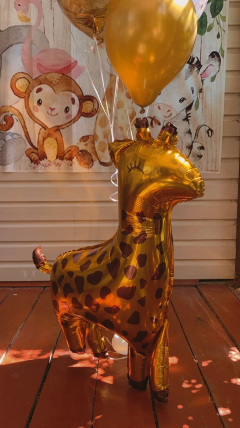 Шар (46''/117 см) Фигура, Жираф, Золото, 1 шт.